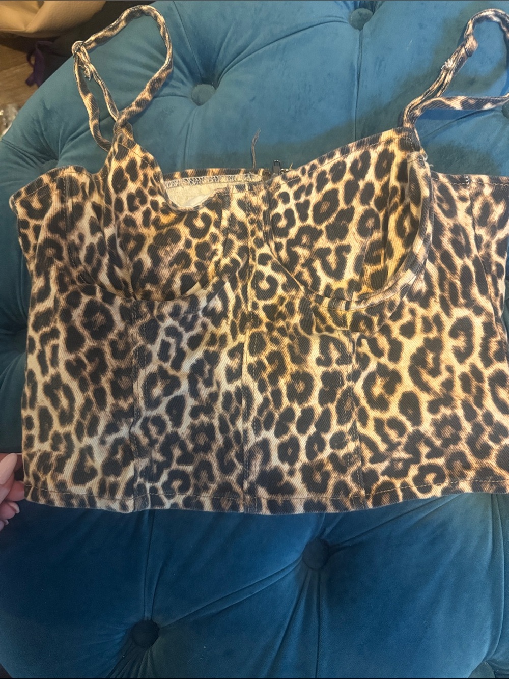Leopard Print Spaghetti corset Top - Brown